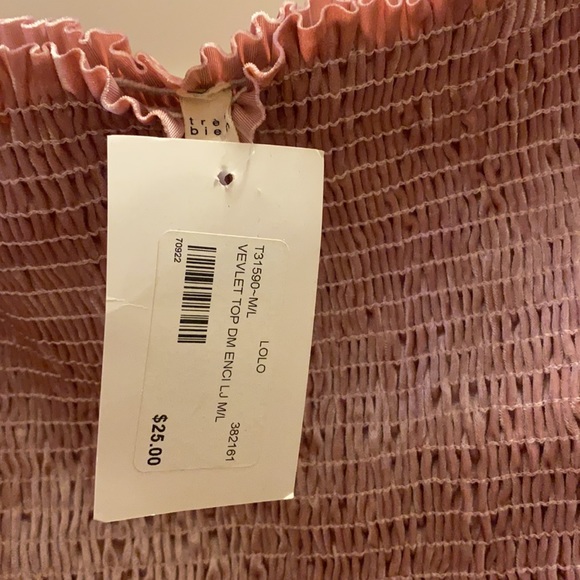 Flirty pink velvet off the shoulder top - Picture 3 of 4